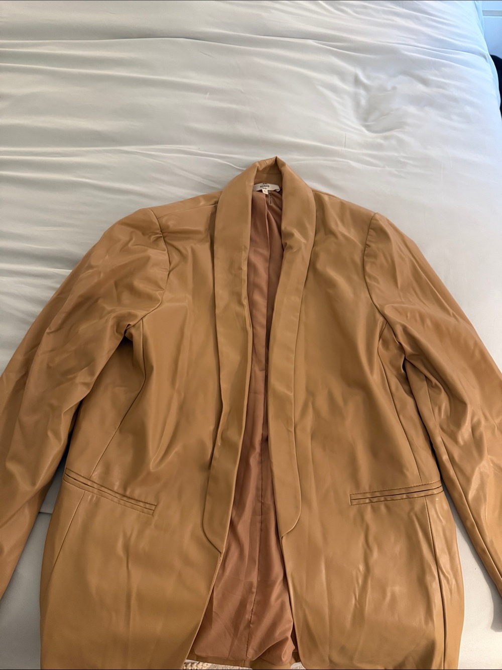 entro Tan Faux Leather Blazer Jacket